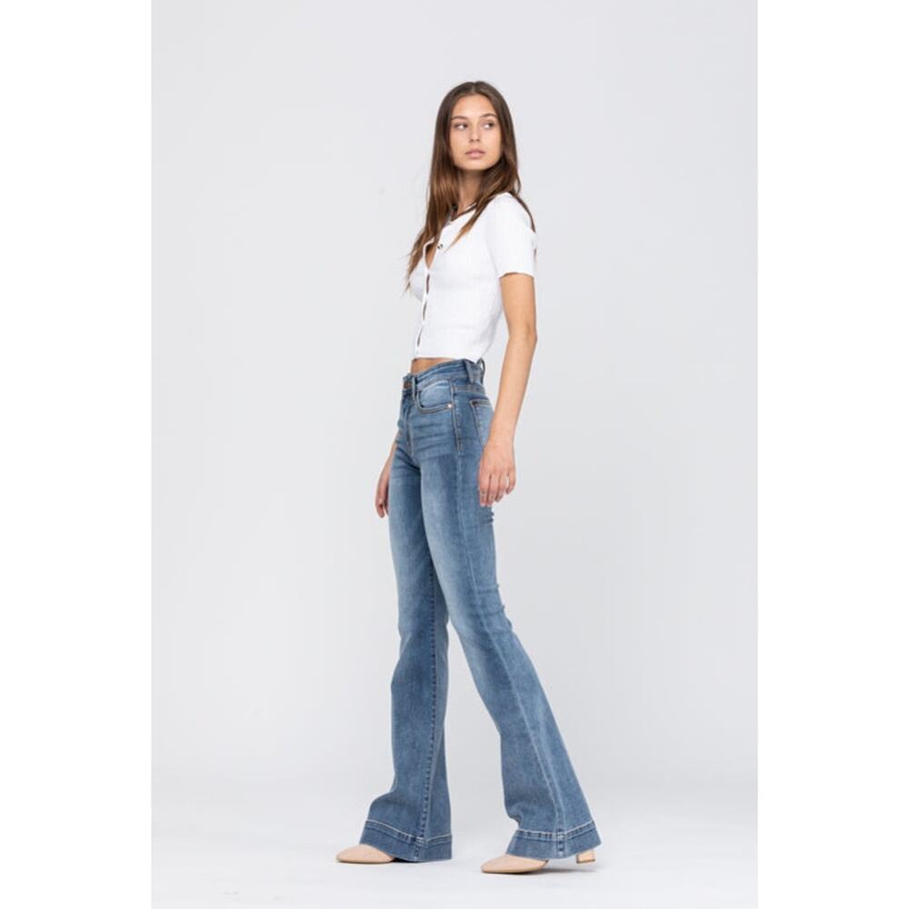 Judy Blue Mid-Rise Trouser Flare Blue Jeans Size 5/27 *82163 EUC - Picture 3 of 14